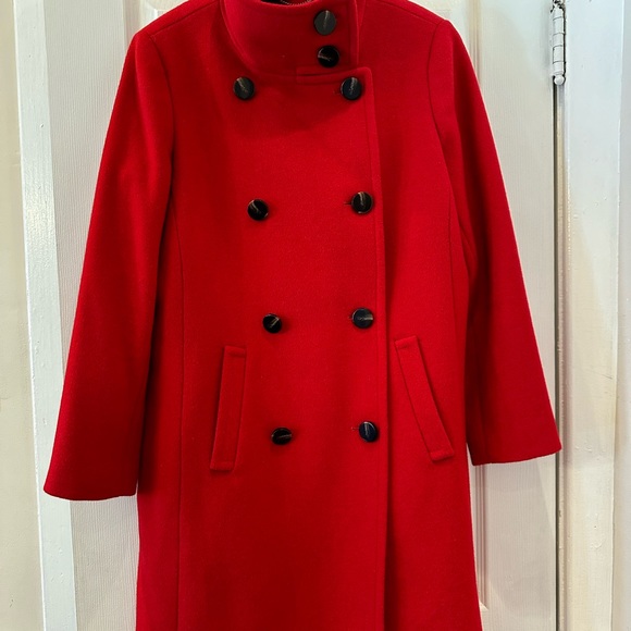 Like New Red Wool Ann Taylor coat size large petite - Picture 4 of 9